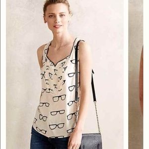 Anthropologie Maeve Glasses Print Amory Tank Top
